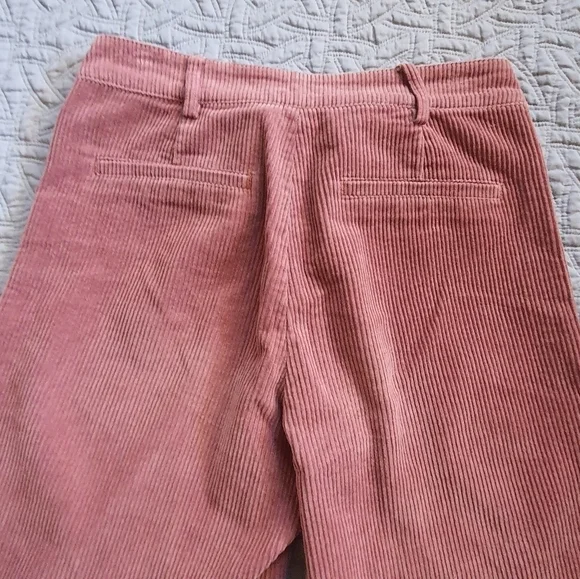 ZARA High Waist Corduroy Culotte Pant Womens S Pink Wide Leg Cropped - Picture 5 of 11